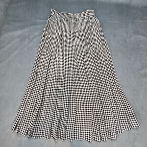 Vtg Silk Maxi Pleated Houndstooth Skirt 6 Geoffrey Alexander For Private Agenda